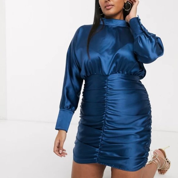 high neck ruched back satin mini dress Amazon.com: Women's Mini Short Dresses Asymmetrical Neck Ruched Satin  Bodycon Mini Dress High Waist Fit Blue : Clothing, Shoes & Jewelry